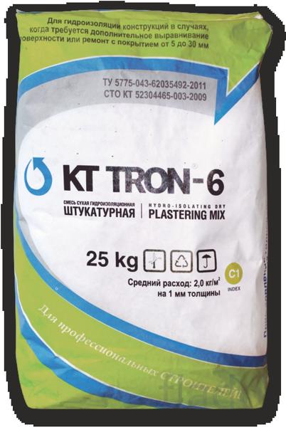 Штукатурная смесь гидроизоляционная КТтрон-6 (выравнивающая и финишн