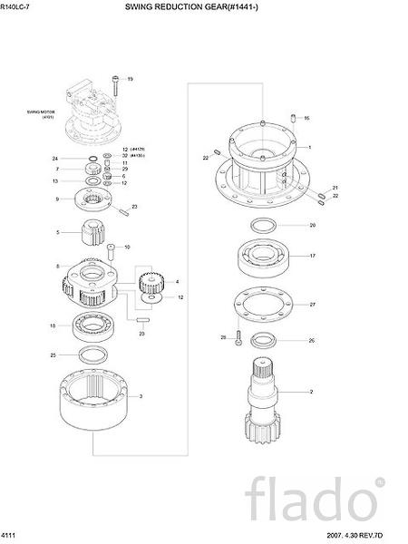31N4-10142 поворотный редуктор Hyundai R140LC-7