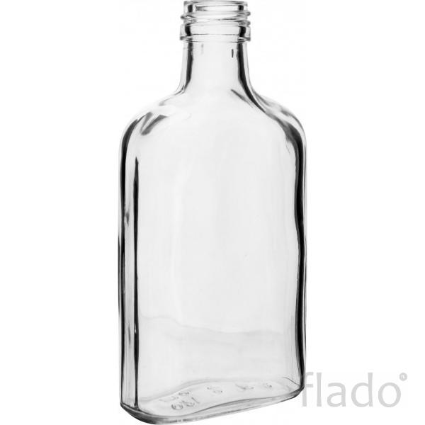 Бутылка стеклянная фляжка  0.25 л  винт горло.