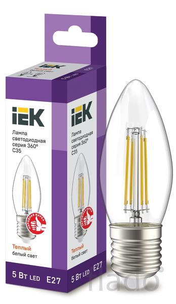 Лампа LED C35 свеча прозр. 5Вт 230В 3000К E27 серия 360° IEK