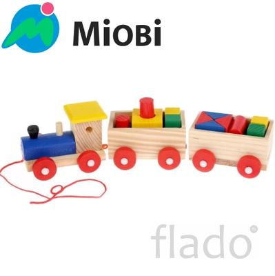 Деревянная развивающая игрушка паровоз-конструктор