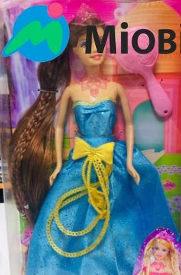 Кукла нарядная с длинными волосами в голубом платье