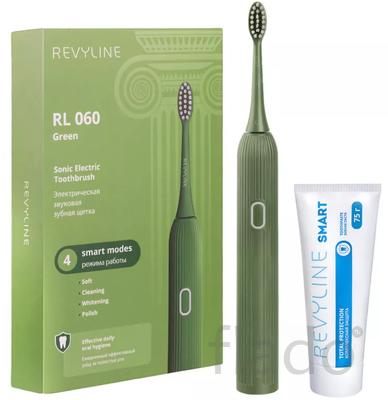 Звуковая зубная щетка Revyline RL060, оливковая + зубная паста Smart
