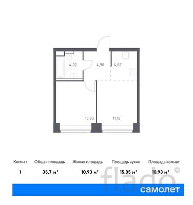 1-к квартира, 35 м², 2/40 эт.