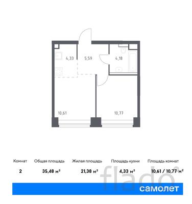 1-к квартира, 35 м², 13/32 эт.