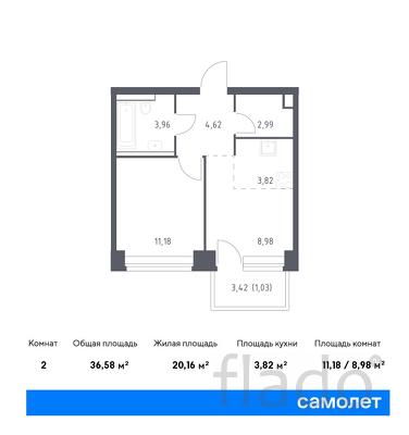 1-к квартира, 36 м², 9/32 эт.