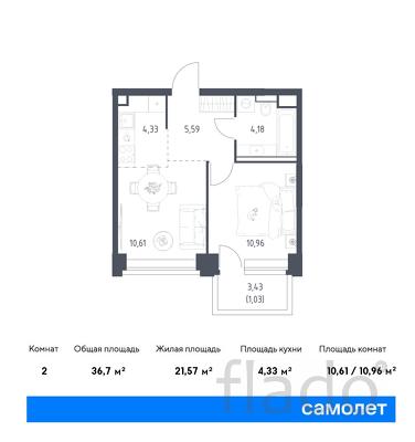 1-к квартира, 36 м², 8/32 эт.