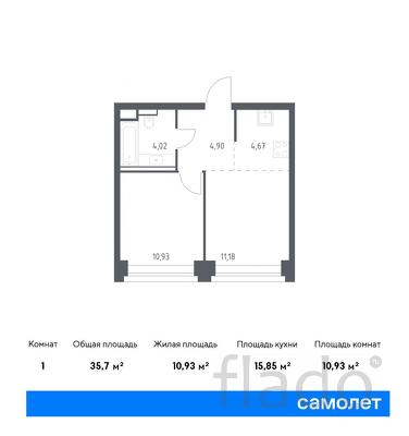 1-к квартира, 35 м², 2/40 эт.