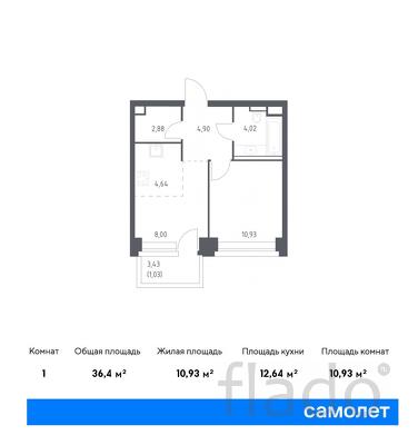 1-к квартира, 36 м², 3/40 эт.