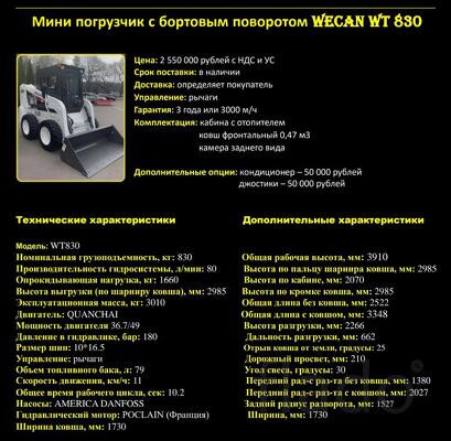 Мини погрузчик с бортовым поворотом WECAN WT830