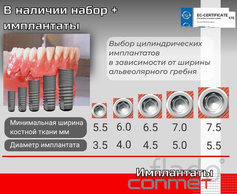 Титановые имплантаты КОНМЕТ – наборы на складе в наличии