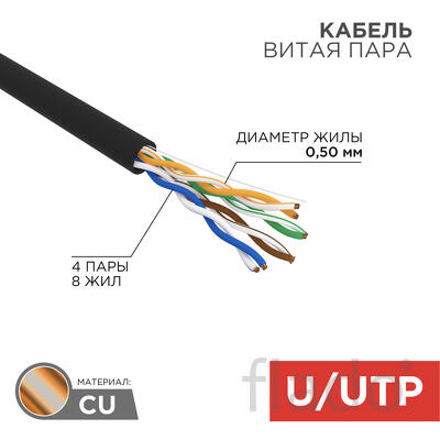 Кабель UTP 4PR 24AWG CAT5e CU (305м), Уличный, PROCONNECT