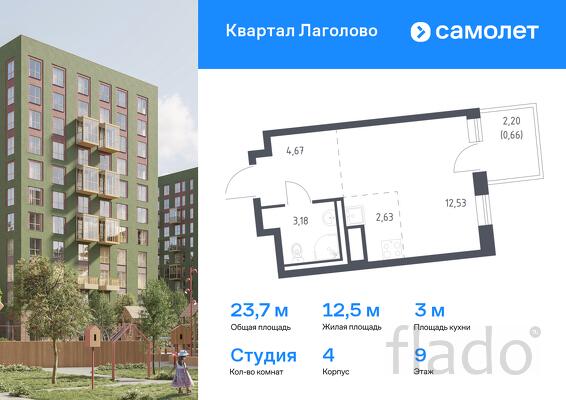 1-к квартира, 23 м², 9/11 эт.