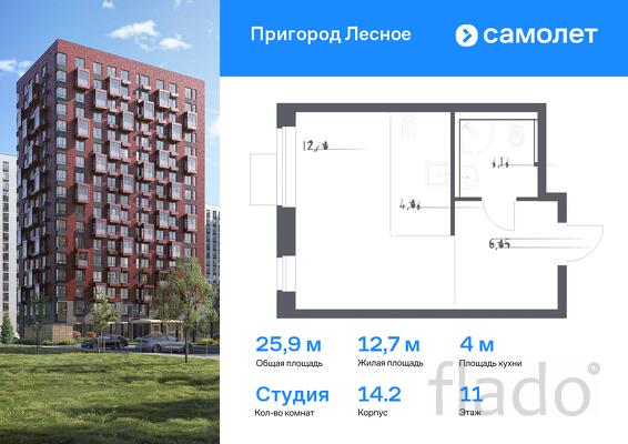 1-к квартира, 25 м², 11/17 эт.
