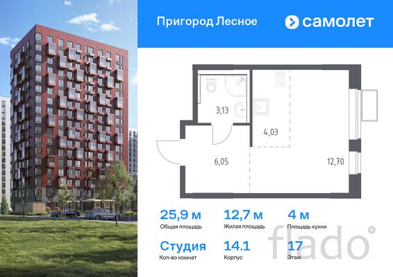 1-к квартира, 25 м², 17/17 эт.