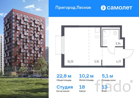 1-к квартира, 22 м², 13/17 эт.