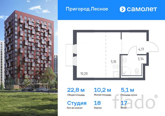 1-к квартира, 22 м², 17/17 эт.