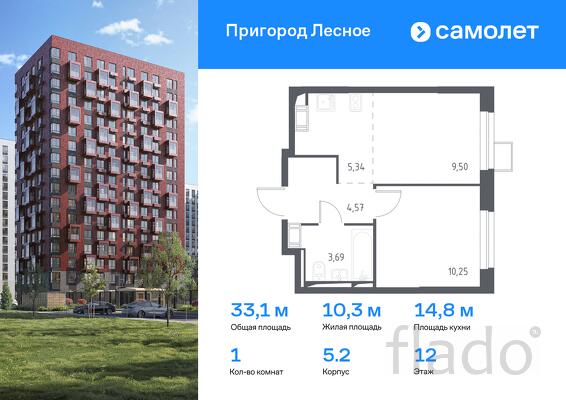 1-к квартира, 33 м², 12/12 эт.