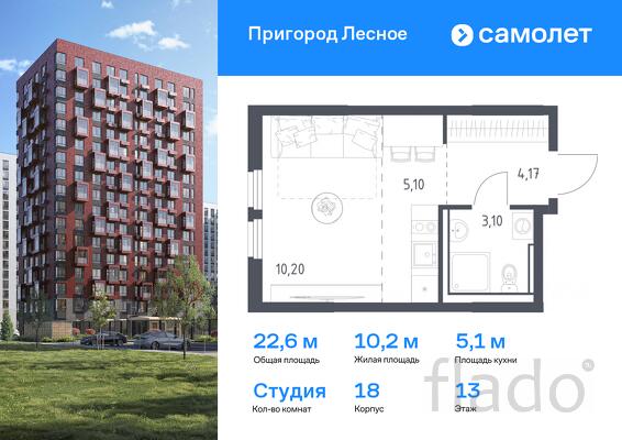 1-к квартира, 22 м², 13/17 эт.