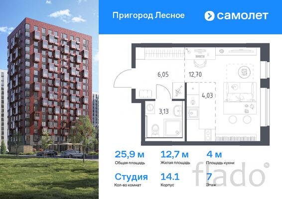 1-к квартира, 25 м², 7/12 эт.