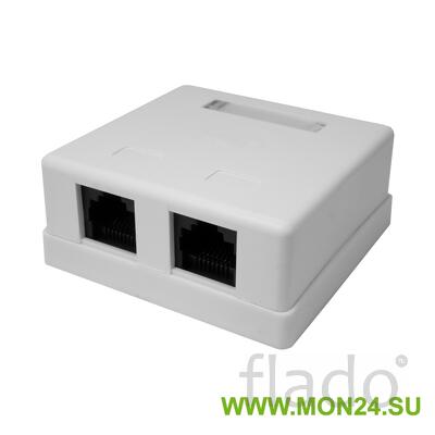 Компьютерная розетка 8p8c (rj-45) utp cat.5e 2 порта (10-0309) компьют