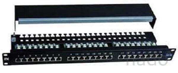 Pp24-1uc5es-d05, 1u, 24 порта (dual) патч-панель кат.5е stp с кабельны