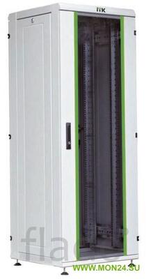 Ln35-28u66-g (серый) шкаф сетевой 19″, стеклянная передняя дверь