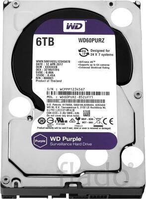 Hdd 6000 gb (6 tb) sata-iii purple (wd60purz) жесткий диск (hdd) для в