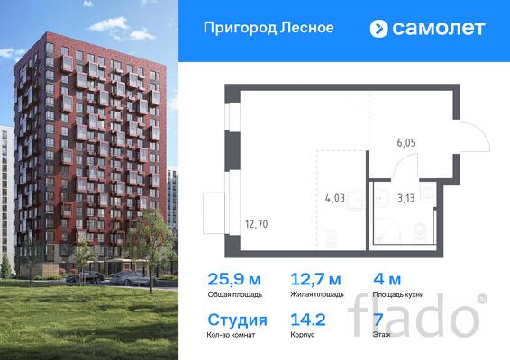 1-к квартира, 25 м², 7/17 эт.