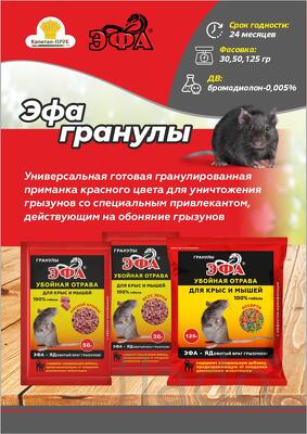 Эфа гранулы Ассорти от крыс и мышей 125г