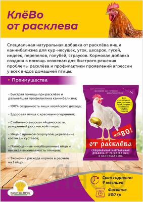 Кормовой премикс для с/х птицы - П2 КлёВО от расклёва
