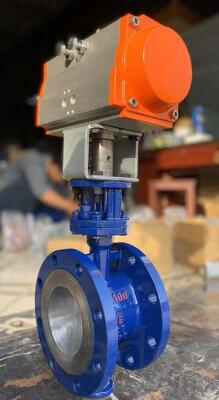 Затворы дисковые стальные ру16 ду100 с пневмоприводом