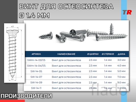Винты предназначенные для стабильной фиксации титановых сеток и резорб