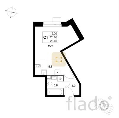 Студия, 28 м², 1/3 эт.