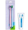Комплект зубных щеток Revyline Perfect, розовая и голубая, и паста Сма