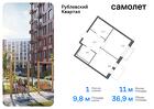 1-к квартира, 36 м², 9/9 эт.