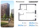 1-к квартира, 34 м², 14/16 эт.