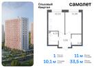 1-к квартира, 33 м², 2/16 эт.