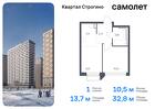 1-к квартира, 32 м², 2/24 эт.