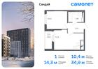 1-к квартира, 34 м², 4/17 эт.