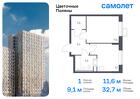 1-к квартира, 32 м², 7/16 эт.