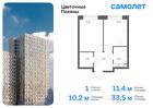 1-к квартира, 33 м², 12/17 эт.