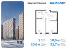 1-к квартира, 32 м², 18/24 эт.