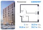 1-к квартира, 34 м², 8/16 эт.